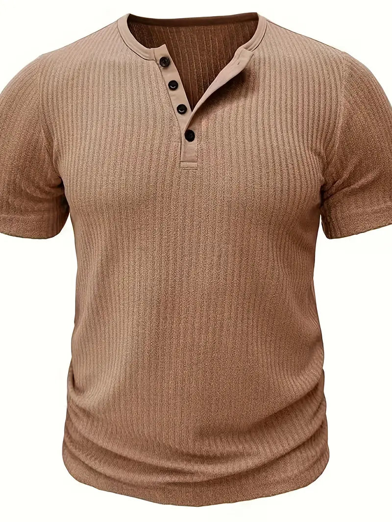 Saunders™ | Organic Cotton Short-Sleeved Henley Shirt