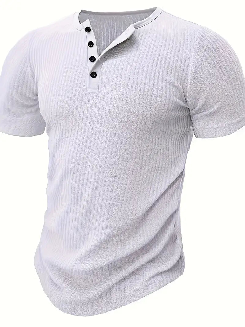 Saunders™ | Organic Cotton Short-Sleeved Henley Shirt