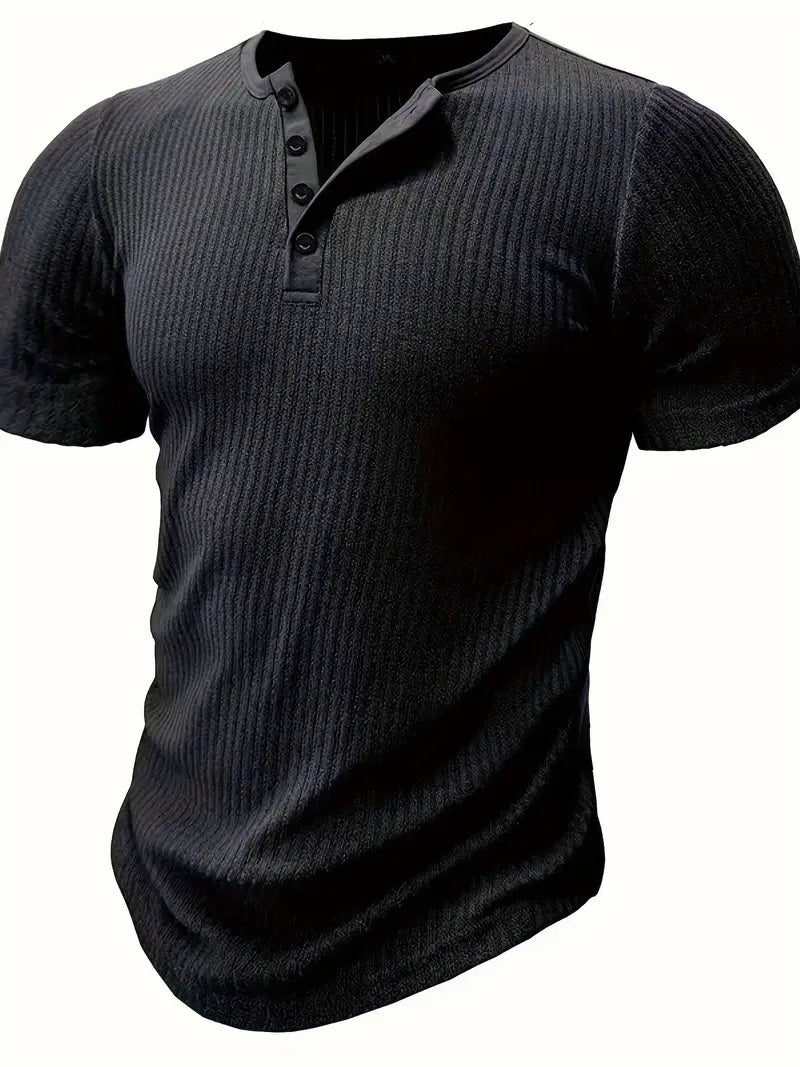 Saunders™ | Organic Cotton Short-Sleeved Henley Shirt