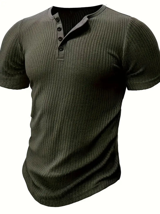 Saunders™ | Organic Cotton Short-Sleeved Henley Shirt