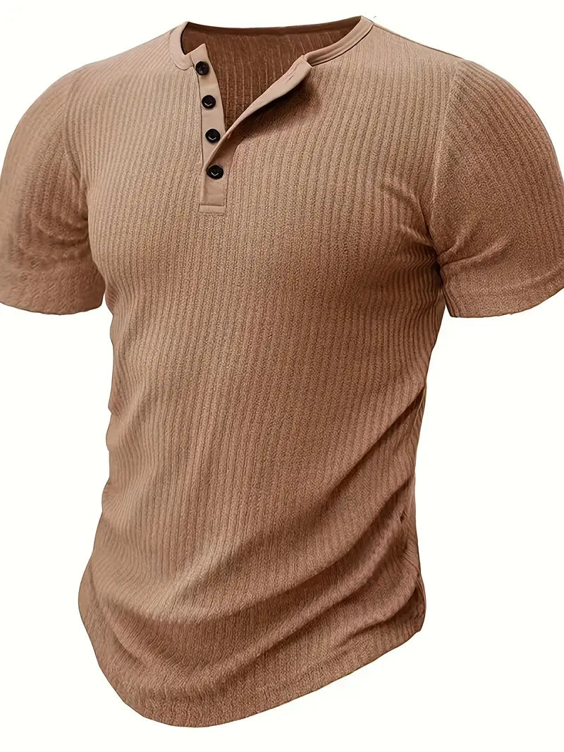 Saunders™ | Organic Cotton Short-Sleeved Henley Shirt