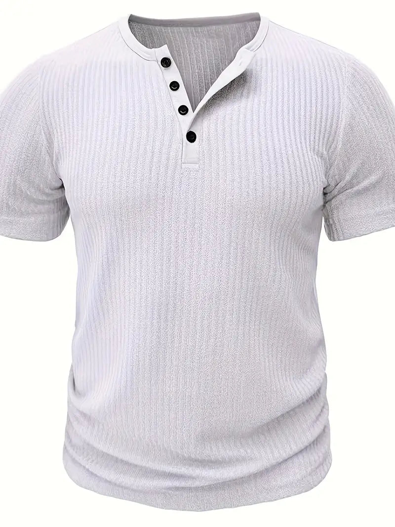 Saunders™ | Organic Cotton Short-Sleeved Henley Shirt