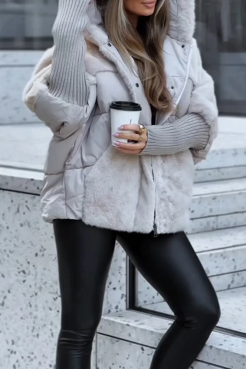 Samantha™ | Women's Multicolored Thermal Jacket with Hood for Winter